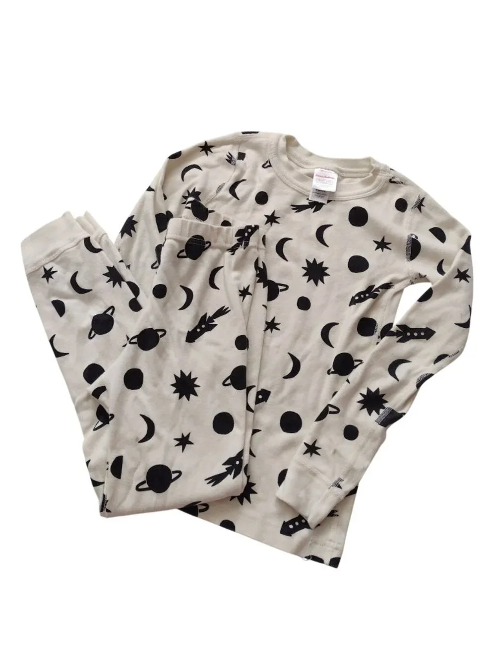 Hanna Andersson Kids Pajamas 6-7 Outer Space Print Organic Cotton Long Johns